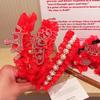 Acessórios para cabelo de bola de ano novo vermelho infantil, fivela de cabelo, coroa de menina, artefato de cabelo de princesa para meninas, grampo de cabelo