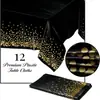 Mantel de Polka Dot Oro Negro Transfronterizo Desechable de Plástico Pe Impermeable Decoración de Fiesta Suministros Fábrica Mayorista