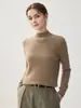 Nuevo suéter de punto minimalista versátil de corte ajustado para mujer, 100% cachemira, cuello semi-alto, otoño e invierno