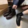 Botines elásticos de piel superelástica para mujer, botines cortos ajustados, nuevo estilo otoño e invierno, punta cuadrada, cremallera trasera, botines con plataforma interior, botines elásticos cortos para mujer, talla 42