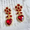 Pendientes colgantes de amor con flor tallada antigua occidental vintage medieval, chapado en oro real, preservación del color, aguja de plata 935