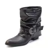 Botines western retro de cuero genuino para aumentar la altura 2026 nuevo modelo tacón grueso botas apiladas plisadas punta fina botas de montar