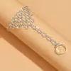 Nova moda joias cravejadas de diamantes, pulseira e anel integrados em corrente de luxo leve europeu e americano, corrente de pulso de estilo de luxo leve requintado