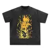 Talla Europea Transfronteriza Ropa Urbana Hip Hop Hombre Camiseta Lavada Pokemon an