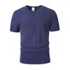 2026 Comércio Exterior Transfronteiriço Amazon Nova Camisa Casual Henley de Verão Masculina Multibotão Tamanho Europeu Camiseta de Manga Curta