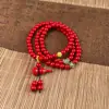 Pulseira de Cinábrio para Mulheres, Pulseira em Formato de Cabaça com Conteúdo Padrão, Pulseira de Flor de Cabaça de Cinábrio em Camadas Múltiplas, Pulseira de Cinábrio de Nicho