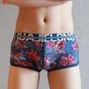Roupa Íntima Masculina Cintura Baixa Estampada Vintage Cuecas Boxer Casuais Calças de Casa Masculinas HB748