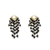 Brinco de Cristal Preto Europeu e Americano Love com Presilha de Orelha Design de Personalidade Nicho Moda Brinco Pendente Longo Elegante Acessórios de Orelha de Alta Qualidade para Mulheres