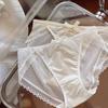Chocolate Blanco Queso~Chica Francesa de Encaje Perezoso Pura Pasión Sexy Malla Sin Costuras Fina Ropa Interior Femenina Algodón Fino en la Entrepierna