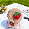 Nova Bolsa Infantil, Mochila Transversal Fofa para Bebê, Bolsa Redonda Pequena, Bolsa de Palha para Praia, Porta-Moedas Mini de Frutas, Transfronteiriça