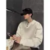 Suéter Nuevo de Media Cremallera cleanfit Gris para Hombre Otoño e Invierno Diseño Pesado Sin Gorro Top Holgado Chaqueta