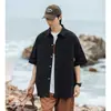 Camisa de Manga Corta con Diseño de Doble Bolsillo Personalizado para Hombre Estilo Retro Holgada Color Sólido Simple Moderna Marca Estilo Japonés