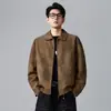Chaqueta de cuero PU para hombre, primavera y otoño, talla europea, estilo workwear retro europeo, resistente y relajado, abrigo estilo old money para hombre