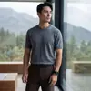 Camiseta de alta qualidade 100% caxemira pura, gola redonda, manga curta, malha fina, camada base para primavera e outono, estilo executivo