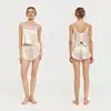 Conjunto de Camisola y Shorts 100% Seda para Mujer Verano Amazon Transfronterizo Lencería Espalda Descubierta Perezoso Sexy Conjunto de Pijama para Dama