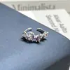 Série Nove Fogo Púrpura Diamante Púrpura Doce Fresco Luxo Leve Temperamento de Ponta Anel Aberto Moda Feminina Design de Nicho Anel