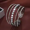 Accesorios de Novia para Bodas Europeas y Americanas Transfronterizas, Pulsera Abierta Multihilo Cruzada, Pulsera Tenis con Circonita Sintética Microincrustada al por Mayor
