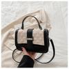 Bolsa Transversal Acolchoada Elegante de Cor Contrastante Estilo Coreano Simples Moda para Mulheres 2025 Verão Novo Modelo Bolsa de Mão Pequena Quadrada Bordada