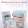 Conjunto de Toalhas de Banho e Rosto, Fleece Coral de Alta Densidade com Padrão de Ondas, 3575 Espesso e Absorvente, Embalagem de Caixa de Presente para Atacado