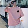 Camiseta de manga corta con estampado de oso de algodón 2023 para hombre, talla grande