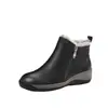 Otoño/Invierno 2026 Zapatos Cálidos de Terciopelo Plus para Madres de Mediana Edad y Mayores Superficie de Cuero Cremallera Lateral Suela Suave Antideslizante Tacón de Bloque Botines Casuales