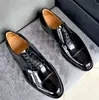 Zapatos de Piel de Lujo para Hombre Punta de Perla de Borde Abierto Piel de Vaca de Primera Capa Británicos Formales de Negocios con Cordones Completamente Hechos a Mano por Dentro y por Fuera Piel de Vaca