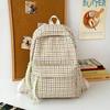 Mochila Pequena Xadrez Estilo Fresco Feminina Estilo Coreano Ins Mochila Versátil para Meninas Estudante Campus Casual Mochila de Alto Valor