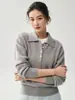 Cuello polo, cierre de media botonadura, base de punto de cachemira texturizada para mujer, suéter cálido y elegante, perfecto para usar en capas en otoño e invierno