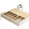 Base de cama de madera maciza, Tatami negro simple y moderno, Cama plataforma sin cabecero, A ras de suelo, para dormitorio del hogar o casa de huéspedes, Marco de listones