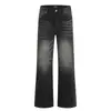 Jeans americanos deslavados con efecto desgastado para hombre, estilo básico de papá, marca de moda, con pliegues, lavado, casual, pierna recta, pantalones largos