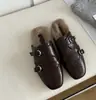 Zapatillas de media casa cerradas de venta caliente de otoño para mujer, Mules de exterior, Nuevo estilo 2026, Versátiles, Casuales, Cómodas, Zapatos perezosos peludos