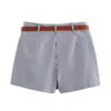 2025 Verano Nuevo Estilo Europeo y Americano Moda Femenina Pantalones Falda Rayados Casual Versátiles con Cinturón