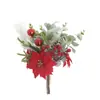 Amazon Transfronterizo Navidad Ramo Artificial Ramo de Flor de Pascua Flores Navideñas Artificiales de Terciopelo Decoración del Hogar Flores Decorativas