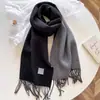 Bufanda de Lana Mezclada Estilo Coreano con Flecos en Bloques de Color por Ambos Lados para Mujer, Cuello Grueso de Color Sólido Cálido para Otoño/Invierno, Chal para Abrigo