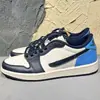 Tênis Original Jordan 1 Obsidian Retro Cano Baixo Couro Confortável Skateboarding Unissex Casual Calçados Esportivos Respirável