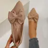 Comercio exterior europeo y americano, talla grande, colección de otoño 2026: Mocasines de punta fina y tacón bajo para mujer, con detalle de lazo, estilo casual