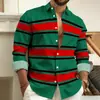 Camisa de Manga Larga a Rayas de Bloques de Color para Hombre Parche de Rayas Azul Marino Blanco Cardigan con Solapa Camisa Casual Primavera Otoño