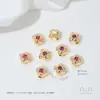 Contas Espaçadoras de Trevo de Quatro Folhas Rombus de Zircônia Colorida Banhadas a Ouro 14K que Preservam a Cor com Furo para Montagem de Pulseira Colar DIY