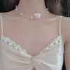 Francês Romântico Sexy Elegante Retro Flor Linha de Pesca Pérola Clavícula Corrente Super Fada Elegante Colar Feminino gargantilha