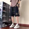 Pantalones Cortos Deportivos de Verano para Hombre, Nuevos, Retro, Parcheados, Bordados, Talla Grande, Holgados, Rectos, Casuales, a la Rodilla