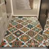 Alfombra de Piso de Terciopelo de Cristal con Azulejo Americano Retro, Resistente a Manchas y Suciedad para Puerta de Entrada, Felpudo Antideslizante Transfronterizo