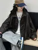 Chaqueta de cuero marrón oscuro para niña, nueva colección otoño 2026, chaqueta corta para niños mayores, atuendo de otoño estilo coreano, cárdigan para niños