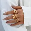 Anillo Abierto de Acero Inoxidable con Rama de Cruz Moda y Sencillo Chapado en Oro de 18K Galvanizado Transfronterizo Europeo y Americano Más Vendido Ajustable
