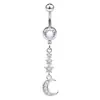 Set de Anillos para Ombligo de Acero Inoxidable Transfronterizo con Circonita de Flor, Set de 7 Piezas, Joyería Simple y Lujosa para Piercing de Ombligo