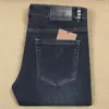 Calça Masculina Jeans de Sarja Grossa Cor Azul Escuro Corte Reto Slim Fit Outono Inverno Primavera Algodão Fibra de Poliéster Business Casual