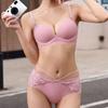 8803 Calcinha Sem Costura Brilhante Feminina Seios Pequenos Espessurado Push up Sexy Conjunto de Sutiã com Alças Brilhantes