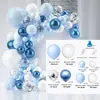 Venta Caliente Transfronteriza Cadena de Globos Color Macarrón Azul de 18 Pulgadas Traje Tema Fiesta de Cumpleaños Infantil Arreglo Decorativo de Globos