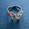 Anillo de Mariposa 3D Hueco de Doble Capa Color Dopamina Impresionante, Anillo Único de Dedo Índice Dulce y Genial de Nicho, Anillo Dulce