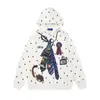 Sudadera con Capucha Retro Americana Divertida Estampado de Estrellas para Hombre y Mujer Otoño Nuevo Top Holgado Chic para Pareja