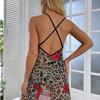 Nueva lencería sexy de comercio exterior europea y americana, pijamas con tirantes y estampado de leopardo para mujer, ropa de dormir tentadora para el hogar.